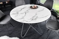 Esstisch Keramik Metall in Weiß Schwarz 120x120 cm