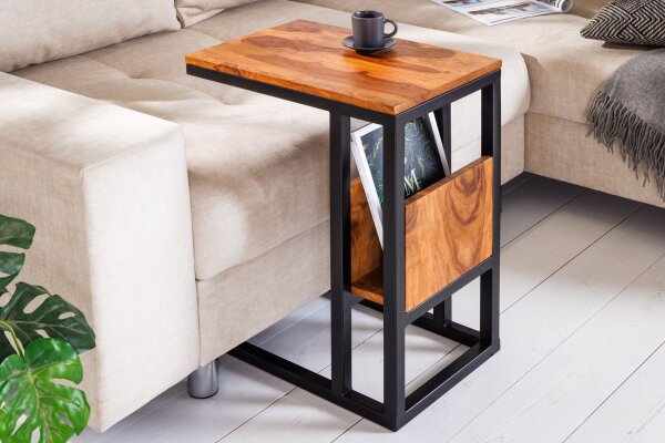 Beistelltisch Sheesham Holz Metall 45 x 30 cm