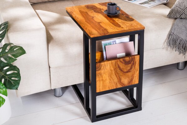 Beistelltisch Sheesham Holz Metall 45 x 30 cm