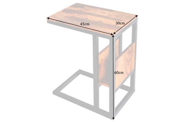 Beistelltisch Sheesham Holz Metall 45 x 30 cm