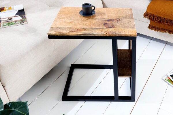 Beistelltisch Mango Holz Metall 45 x 30 cm C-Form
