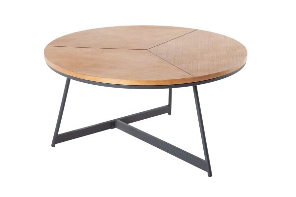 Couchtisch Holz (Eiche) Metall rund Ø 80 cm