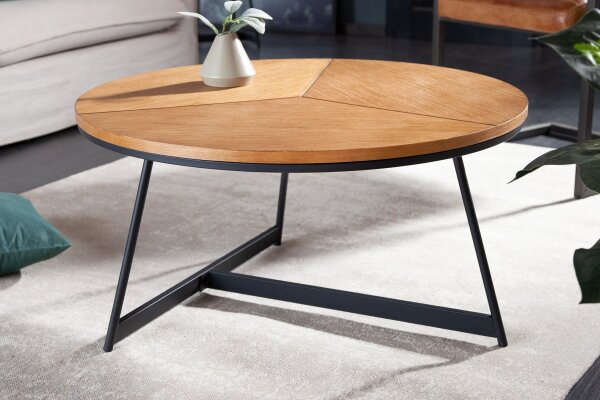 Couchtisch Holz (Eiche) Metall rund Ø 80 cm