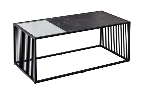 Couchtisch Glas MDF Metall in Schwarz 100 x 50 cm Modern