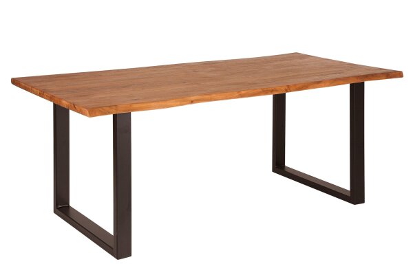 Esstisch Akazienholz Metall Baumkante Kufengestell 160x90 cm
