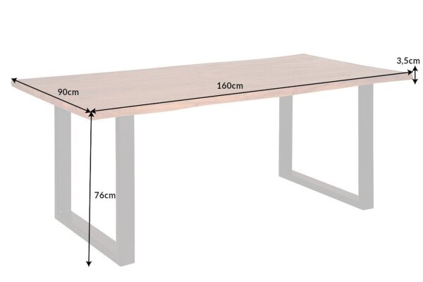 Esstisch Akazienholz Metall Baumkante Kufengestell 160x90 cm