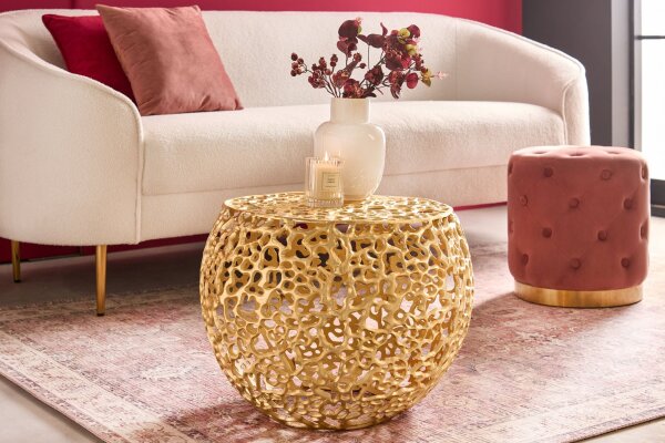 Couchtisch Metall in Gold 53 x 53 cm Handarbeit