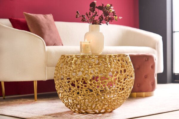Couchtisch Metall in Gold 53 x 53 cm Handarbeit