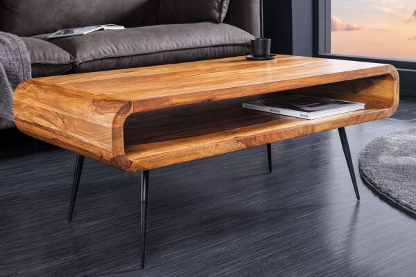 Couchtisch Sheesham Holz Metall 90 x 50 cm