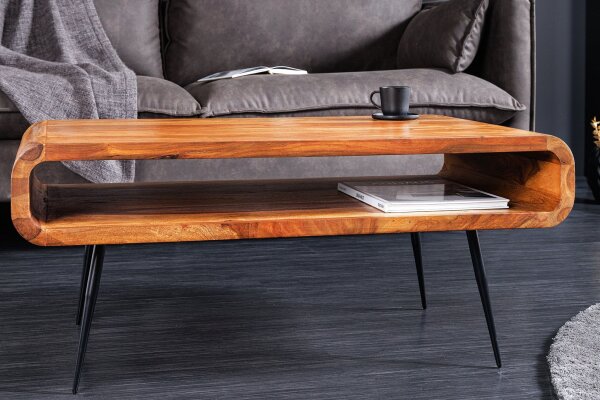 Couchtisch Sheesham Holz Metall 90 x 50 cm