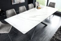 Esstisch ausziehbar Keramik Metall in Weiß Schwarz