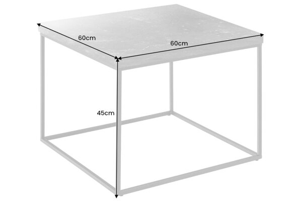 Couchtisch Weiß Schwarz 60 x 60 cm Marmor Optik Modern