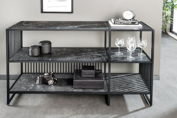 Regal in Schwarz 120 x 83 cm Schwarz Metall MDF