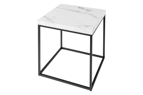 Beistelltisch in Schwarz Weiß 40 x 40 cm Marmor Optik