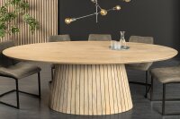 Esstisch oval Holz 220 cm lang Japandi Säulenfuß