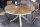 Esstisch Teakholz Hartglas Edelstahl Braun Chrom 120x120 cm