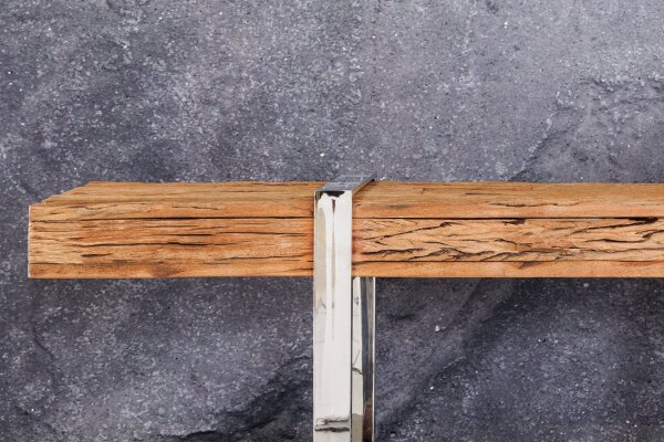 Konsolentisch mit Schublade Teakholz Edelstahl 140 cm