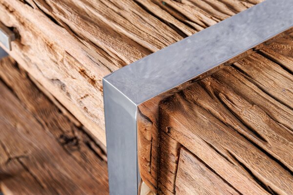 Konsolentisch mit Schublade Teakholz Edelstahl 140 cm