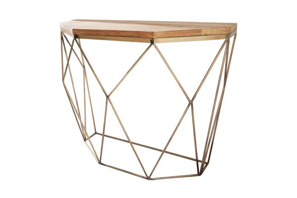 Konsolentisch Mango Holz Metall in Natur Messing 90 cm
