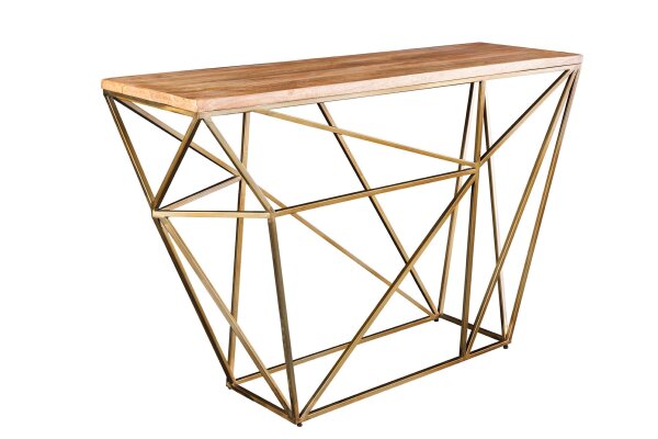 Konsolentisch Mango Holz Metall in Natur Messing 119 cm