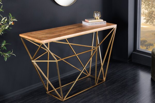 Konsolentisch Mango Holz Metall in Natur Messing 119 cm