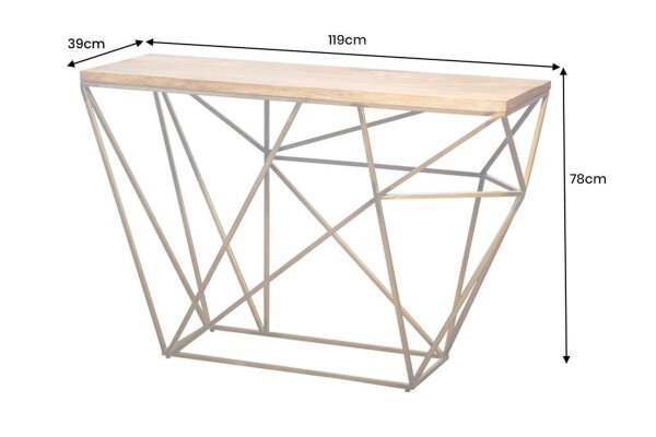 Konsolentisch Mango Holz Metall in Natur Messing 119 cm