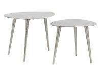 Couchtisch Metall in Silber 2er Set Dreibein Handarbeit