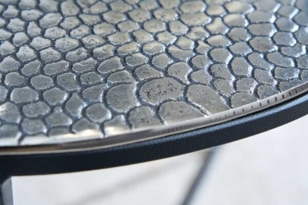 Couchtisch 2er Set Metall in Silber Antik Hammerschlag