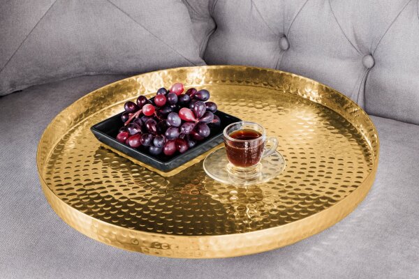 Couchtisch 2er Set in Gold Schwarz mit Tabletts Handarbeit