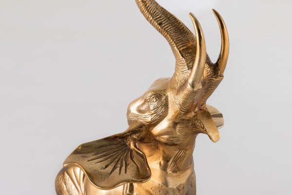 Beistelltisch Hartglas Marmor Metall in Gold Schwarz Elefant