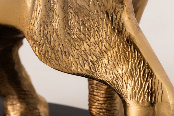 Beistelltisch Hartglas Marmor Metall in Gold Schwarz Elefant