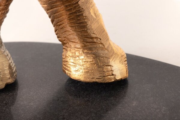 Beistelltisch Hartglas Marmor Metall in Gold Schwarz Elefant