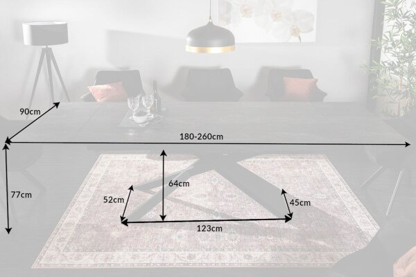 Esstisch ausziehbar Keramik in Steinoptik 180x90 cm