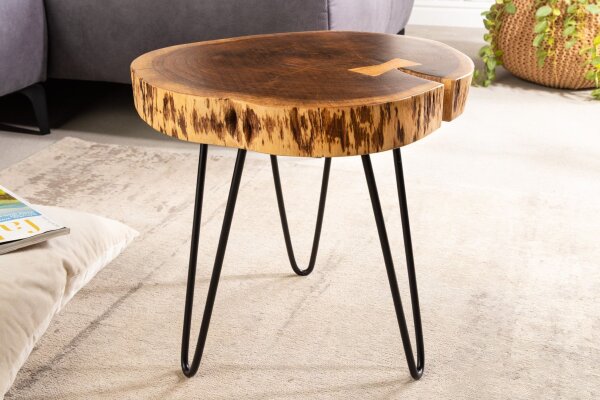 Beistelltisch Akazienholz Metall 40 x 40 cm