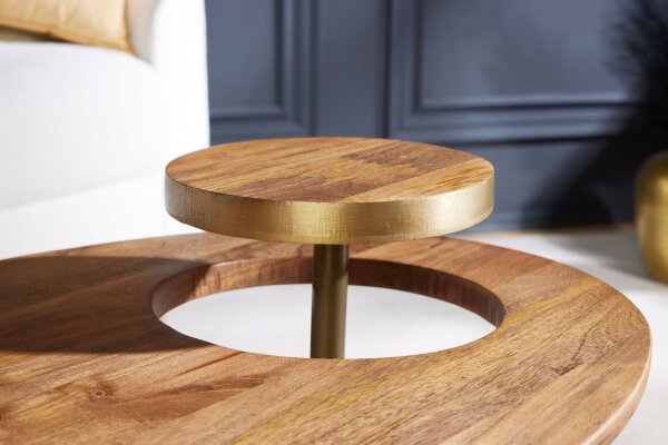 Couchtisch Mango Holz Metall in Braun 2er Set