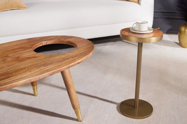 Couchtisch Mango Holz Metall in Braun 2er Set