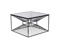 Couchtisch Hartglas Eisen in Schwarz 60x60 cm Handarbeit