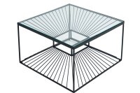 Couchtisch Hartglas Eisen in Schwarz 60x60 cm Handarbeit