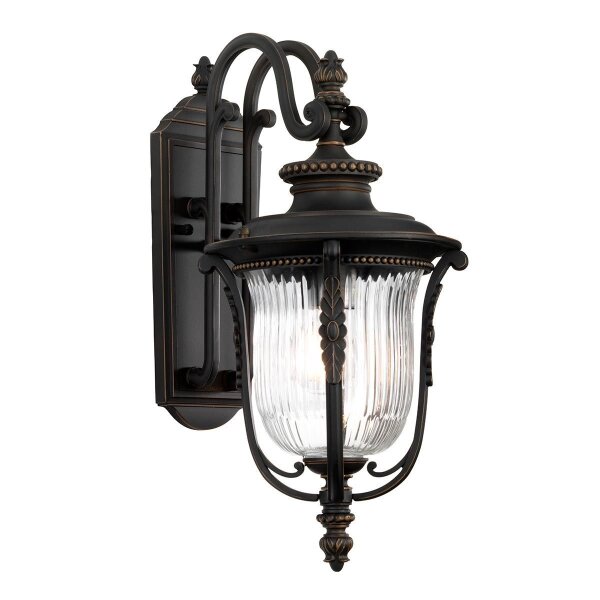 Wandleuchte MORGANA in Bronze Riffelglas IP44 außen