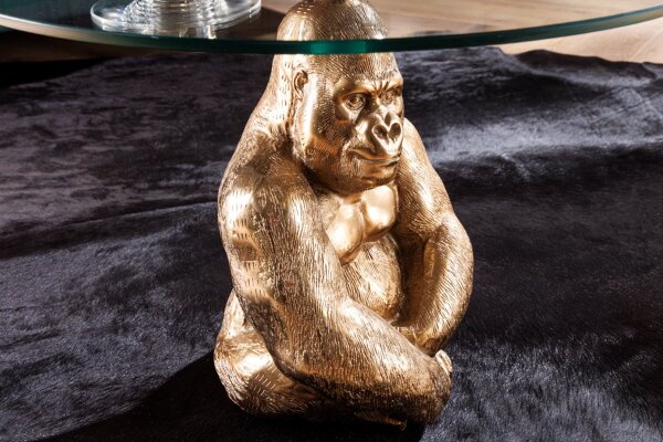 Couchtisch Hartglas Metall in Gold 60x60 cm Handarbeit