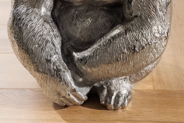 Beistelltisch rund Ø 45 cm Handarbeit Affe in Silber
