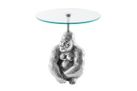 Beistelltisch rund Ø 45 cm Handarbeit Affe in Silber