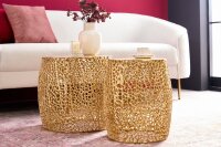 Couchtisch 2er Set Metall in Gold Handarbeit
