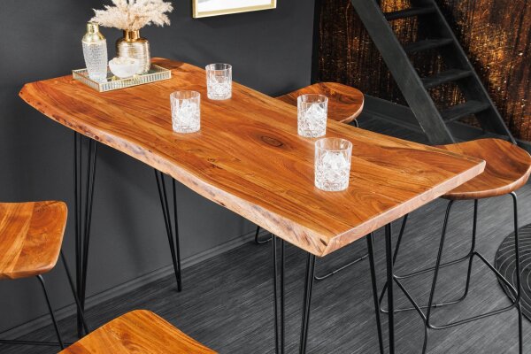 Bartisch Akazienholz Metall 140 x 63 cm Hairpin Legs