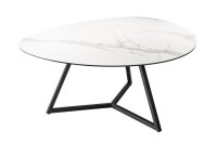 Couchtisch Keramik Hartglas Metall Weiß Schwarz...