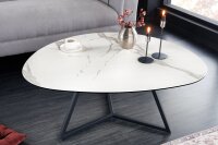 Couchtisch Keramik Hartglas Metall Weiß Schwarz...