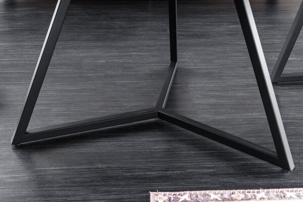 Couchtisch 90x75 cm Keramik Hartglas Metall in Taupe Schwarz