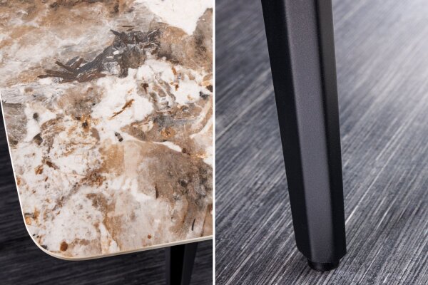 Esstisch Keramik Metall in Natur Marmor Schwarz 160x76 cm