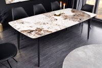 Esstisch Keramik Metall in Natur Marmor Schwarz 160x76 cm