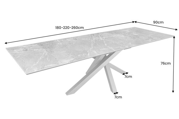 Esstisch ausziehbar Keramik Hartglas Metall in Taupe Schwarz
